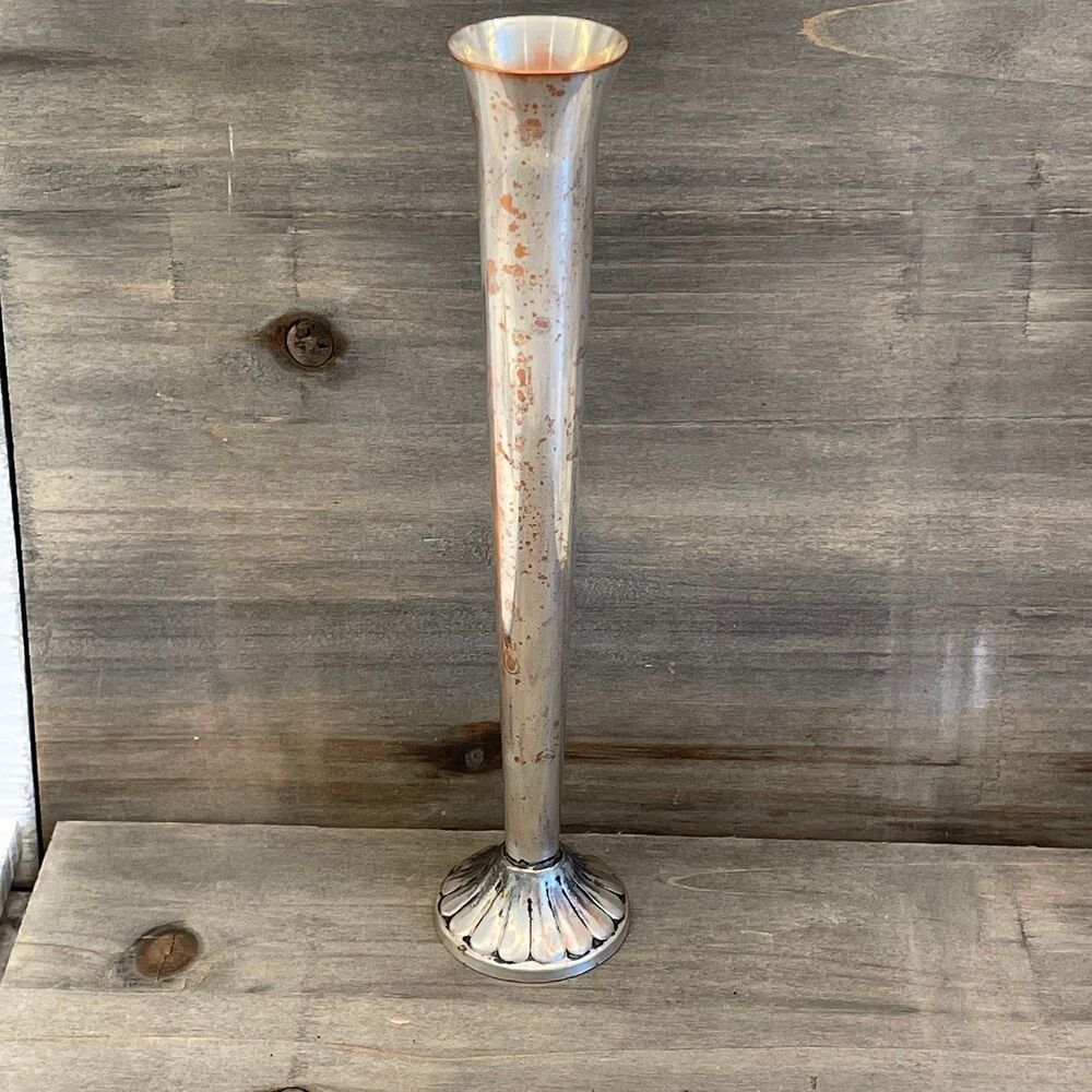 Antique Silver-Plated Vase with Copper Bleed - Two-Tone Shabby Chic